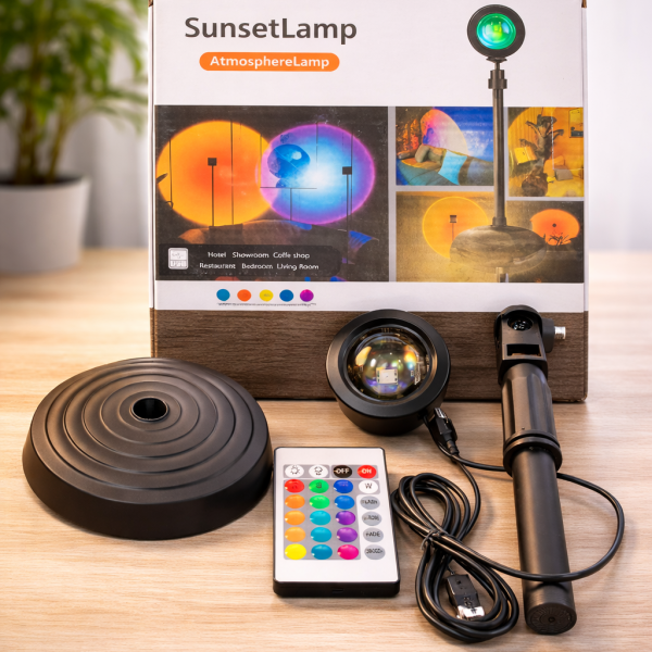 RGB Dimming 180 Degree Rotation Remote Control USB Plug-in LED Rainbow Sunrise Sunset Projector Lamp