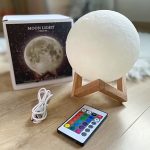 Moon Ball Lamp LED Night Light With Plastic Stand Battery Powered Starry Lamp Bedroom Decor Bedside Night Lights Kids Gifts - Image 2