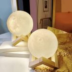 Moon Ball Lamp LED Night Light With Plastic Stand Battery Powered Starry Lamp Bedroom Decor Bedside Night Lights Kids Gifts