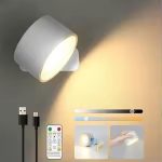 Battery Operated Wall Lamp 360 Rotating Magnetic Fixation Bedroom Stairs Hallway Touch Wireless Wall Light Indoor With Remote - Image 4