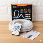 IC-RGB LED Neon Rope Light - Waterproof Flexible Dream Color Strip with Remote & App Control