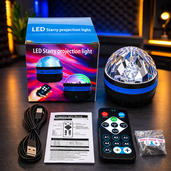 LED Starry Projection Light with Remote Control - রিচার্জেবল ম্যাজিক ডিস্কো লাইট
